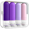 Quatish Travel Bottles for Toiletries, Original Patented Leak Proof Travel Size Containers, 3 oz Tsa Approved Silicone Shampoo and Conditioner Bottles, 4 Pack, Multi-Color - Purple