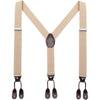 AWAYTR Mens Brown Button End Suspenders - Adjustable Elastic Y Shape Tuxedo Suspender - Khaki