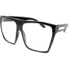 Super Oversized Eyeglasses Flat Top Square Clear Lens Glasses Frames - Tortoise