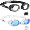 Seago 2 Pack Swimming Goggles Anti-fog Anti-UV Silicone Swim Goggles Adult Women Men - Black & Blue White
