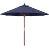California Umbrella 9' Round Hardwood Frame Market Umbrella, Stainless Steel Hardware, Push Open, Navy Blue Olefin - Navy Blue