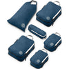 Compression Packing Cubes Set for Travel - Lightweight, Durable Clothes Organizer for Carry-On Luggage and Suitcases by TRIPPED Travel Gear - Nautical Navy (Navy Blue and White)