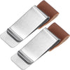 MECCANIXITY 50mm Stainless Steel Clip with PU Leather Pen Loop Pencil Holder for Notebook Journal Diary, Silver Black Pack of 2 - Silver, Brown