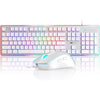 Camiysn Gaming Creamy Keyboard and Mouse, Black 104 Keys RGB and 6 Speed RGB Mouse Combo, Pudding Keycaps Silent Computer Keyboard for Computer/PC/Laptop/Mac/Windows/Office - White