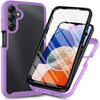 for Samsung Galaxy A15 5G Case, Samsung A15 4G/5G Phone Case with Built-in Screen Protector Clear Slim Back Cover Shockproof Rugged Heavy Duty Bumper Full Body Protective Case, Black - Purple