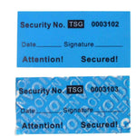 100pcs Non Transfer Tamper Resistant Security Warranty Void Labels/Stickers/Seals (Blue, 1 x 2 inches, Unique Nnumbers) - My Store