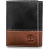 Timberland Men's Leather Trifold Wallet with ID Window - Black/Brown (Hunter)