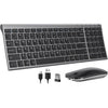seenda Rechargeable Wireless Keyboard Mouse, Ultra Thin Low Profile Wireless Keyboard and Mouse with Number Pad, Quiet Portable Combo Compatible for Windows XP/7/8/10/11/11 Pro, Silver White - Black and Grey