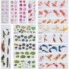 OLYCRAFT 18 Sheets 3D Goldfish Film Stickers Koi Pond Painting Stickers Goldfish Resin Sticker Decorative Decals DIY Epoxy Resin Filling Material for Art Craft - Goldfish