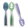 NumNum Baby Spoons Set, Baby Essentials Pre-Spoon GOOtensils for 6+ Months, First Stage Self-Feeding Spoons for Baby Led Weaning (BLW), Silicone Toddler Utensils, BPA-Free, 2 Pack Gray/Green - 3 Spoons