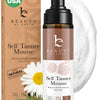 Self Tanner Mousse - USA Made with Natural & Organic Ingredients, Self Tanning Mousse for Fake Tan, Sunless Tanner for Pale Skin, Clear & Non Toxic Tanning Foam for Streak Free Finish, No Orange Color - Extra Dark