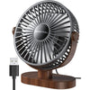 SWEETFULL Small USB Desk Fan 6.5 Inch, 3 Speeds Portable Personal Desktop Table Fan, Dual 360° Adjustment Mini Fan, Quiet Operation, for Home Office Car Outdoor Travel (White wood grain) - Black Wood Grain