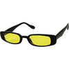 ShadyVEU Slim Classic Rectangular Sunglasses UV Protection 90’s Vintage Small Wide Retro Frame Fashion Shades - Black Frame, Yellow Lens