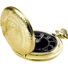 Men's Quartz Pocket Watch with Black Dial and Chain - Gold