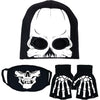 Skeleton Face Mask Knit Beanie with Eye Holes Halloween Skull Dress Up Headdress Cap Winter Warm Hat - Beanie+mask+glove