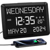 11.5” Digital Wall Clock with Date,Time,Week,Indoor Temperature,3 Alarms,5 Dimmer,2 USB Chargers,Battery Backup,Snooze,12/24H for Elderly,Parents,Impaired Vision,Dementia,Memory Loss,Office,Bedroom - White