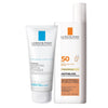 La Roche-Posay Anthelios Sunscreen SPF 50, Ultra-Light Fluid Broad Spectrum SPF 50, Face Sunscreen with Titanium Dioxide Mineral, Lightweight & Fast-Absorbing, Oil-Free, Matte Finish - Tinted with Travel Size Hydrating Cleanser