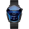 RORIOS Fashion Men's Watches Analog Quartz Watch Cool Creative Wristwatch with Stainless Steel Mesh Brecelet Sport Watch for Men - Black Blue B