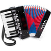 Accordion, 17 Keys Piano Accordion 8 Bass with Straps for Beginners Kids Student Educational Musical Instrument (Blue) - Black