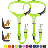 SlowTon Dog Seat Belt for Car, 2 Pack Dog Car Harness Seatbelt Adjustable with Elastic Bungee Buffer, 2 in 1 Pet Car Leash Headrest Restraint Dog Reflective Safety Tether (Black, Headrest+Clip) - L.Lime Green