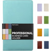 Sooez Leather Professional Business Card Book Holder Organizer, 240 Capacity Credit Card Booklet, PU Name Cards Holder Storage File for Men Women, 7.7 x 4.5 Inch, Black - Mint Green