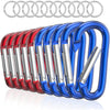 sprookber 3" Aluminum Carabiner D Ring, Caribeener Clips, Spring Snap Hook for Keychain Clip, Set of 10 - Blue,Red