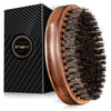 BFWood Boar Bristle Beard Brush - Black Wood Walnut Military Style, Men's Wooden Mustache Brush - Black,Gold