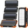 BLAVOR Solar Charger Power Bank, PD 18W Fast Charging 20000mAh Battery Pack with 4 Foldable Panels, Portable Solar Powered USB C Charger with Camping Flashlight Compass Carabiner for Cell Phone - Orange