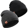 OZERO Winter Beanie Daily Hat - Thermal Polar Fleece Ski Stocking Skull Cap for Men and Women - 2pack Black&gray