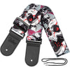 Skull Guitar Strap Leather Ends Guitar Shoulder Strap for Bass, Electric, Acoustic Guitars, Best Gift for Men Women Guitarist - Black Skull