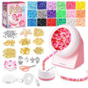 Tilhumt Bead Spinner, 2112Pcs Beading Set for Making 18 Friendship Bracelets, Bracelet Making Kit with 12 Colors Polymer Clay Beads, Crafts for Birthday Gift Choice, Patent Design - Corded 3824Pcs Pink Kit