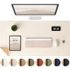 Aothia Dual-Sided Desk Pad - Leather Desk Mat, Natural Cork Desk Pad Protector, Large Mouse Pad for Desk, Waterproof Desk Blotter Pad, Desk Writing Pad for Office Work/Home, Apricot(25.6"x13.7") - Beige+cork