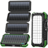 BLAVOR Solar Charger Power Bank, PD 18W Fast Charging 20000mAh Battery Pack with 4 Foldable Panels, Portable Solar Powered USB C Charger with Camping Flashlight Compass Carabiner for Cell Phone - Green