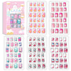 Laza 120pcs Children Nails Press On Pre-glue Full Cover Nail Tips Kit Glitter Gradient Color Rainbow Short Artificial False Nail Kits Lovely Christmas Gift for Children Kids Girls - Silver Pearl - Fairy Kingdom