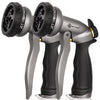 AUTOMAN-Garden-Hose-Nozzle, ABS Water Spray Nozzle with 7 Adjustable Watering Patterns, Slip Resistant for Watering Plants, Lawn& Garden, Washing Cars, Cleaning, Showering Pets & Outdoor Fun. - Metalic Silver ×2