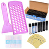 Lip Balm Filling Tray and Spatula Set - For 15mm Lip Balm Tubes ONLY - Instantly Fills 50 Standard 3/16 oz (5.5ML) with 15mm width Tubes - Purple Tray + 50x Black Tube Sets
