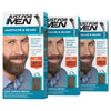 Just For Men Mustache & Beard, Beard Coloring for Gray Hair with Brush, with Keratin Biotin Aloe and Coconut Oil for Healthy Facial Hair - Medium-Dark Brown, M-40, Pack of 3 (Packaging May Vary) - Light-Medium Brown M-30