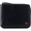 Alpine Swiss Logan Zipper Bifold Wallet | All-Around Zip Closure | 13 Card Slots 2 Bill Sections | RFID Protected Premium Leather | Gift Box - Smooth Finish Black