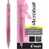 PILOT Acroball Colors Advanced Ink Refillable & Retractable Ball Point Pens, Medium Point, Blue Ink, 12-Pack (31811) - Pink