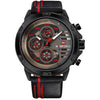 NAVIFORCE Sport Military Watches for Men Waterproof Watch Analog Quartz Leather Band Date Calendar Clock Wristwatch - black+Red+black