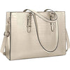 Laptop Bag for Women 15.6 Inch Laptop Tote Bag Leather Classy Computer Briefcase for Work Waterproof Handbag Professional Shoulder Bag Women Business Office Bag Large Capacity Coffee - Beige