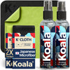 Koala Eyeglass Lens Cleaner Spray Kit | (2x) Glasses Cleaner Bottle + (2x) Microfiber Cloth | Alcohol Free Eyeglasses, Screen, and Camera Cleaning Kit | Made in USA (4 Piece Set) - 4 Piece Set