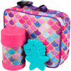 Bentology Kids Lunch Bag Set w Matching Reusable Food Jar & Hard Ice Pack- Cheetah- Insulated Tote, Stainless Steel thermos & Freezer Pack to Keeps Food Fresh for Hours- Back to School Lunch Box Kits - Mermaid