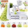 Brieftons 7-Blade Vegetable Spiralizer: Strongest-Heaviest Spiral Slicer, Best Veggie Pasta Spaghetti Maker for Low Carb/Paleo/Gluten-Free Meals, With Container, Lid, Blade Caddy & 4 Recipe Ebooks - White ( 7 Blades )