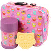 Bentology Kids Lunch Bag Set w Matching Reusable Food Jar & Hard Ice Pack- Kitty- Insulated Tote, Stainless Steel thermos & Freezer Pack to Keeps Food Fresh for Hours- Back to School Lunch Box Kits - Owl