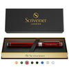 Scriveiner Black Lacquer Rollerball Pen - Stunning Luxury Pen, Real Gold Plating, Schmidt Ink Refill, Best Roller Ball Gift Set for Men & Women, Professional, Executive Office, Nice Pens - Crimson Red with Chrome (Personalized)