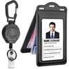 Badge Holder with 2 Lanyard Leather Easily Holds 1 to 6 Cards, Trifold Heavy Duty ID Card Holder, for Nurse Teacher School Medical Law Enforcement - Retractable & Double-sided Clear