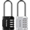 Puroma 2 Pack 2.6 Inch Long Shackle Combination Lock 4 Digit Outdoor Waterproof Padlock for Hasp Locker Lock, Sports Locker, Fence, Gate, Toolbox, Case, Hasp Storage, Cabinets (Black) - Silver & Black