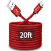 CLEEFUN Long USB C Cable 20ft, USB to USB-C Charging Cable - 20 Foot Type C Charger Cord for iPhone 16 15 Series, Samsung Galaxy Series and Other USB-C Devices - Nylon Braided - Red