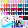 JODSONE Gel Nail Polish Kit with U V Light 32 Colors Gel Polish Nail + 4 Functional Adhesive Bottles Kit Soak Off Manicure Tools Gifts for Women - gel color 05